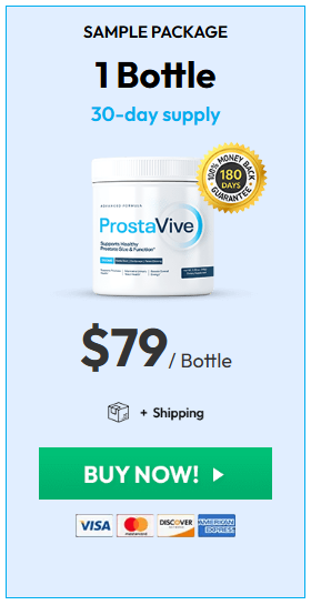 Sample package: 1 bottle, 30-day supply – $79 per bottle plus shipping. Buy now.